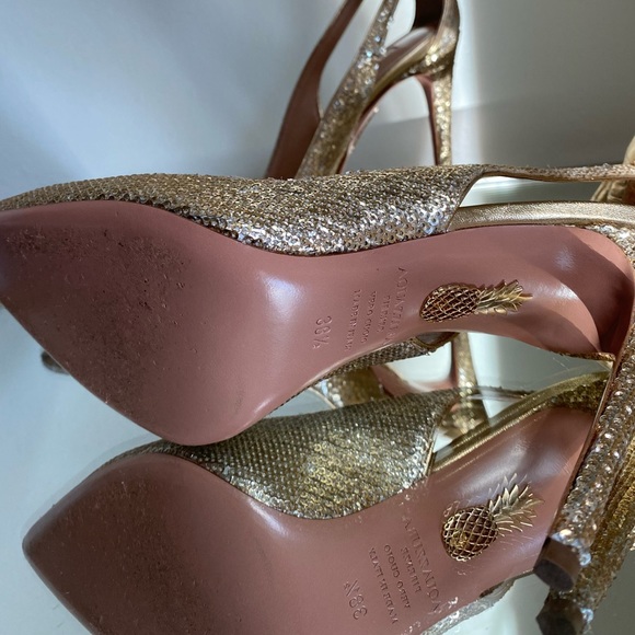 EUC Aquazzura Deneuve Bow Tie Sequin 105 pump 38.5 - Picture 10 of 10